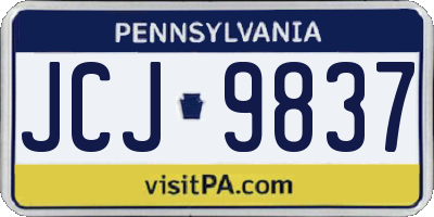 PA license plate JCJ9837