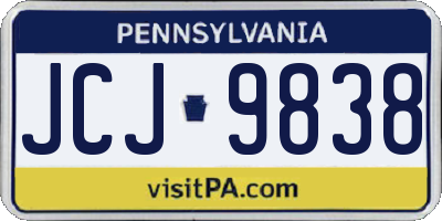 PA license plate JCJ9838