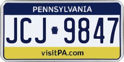 PA license plate JCJ9847