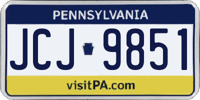 PA license plate JCJ9851