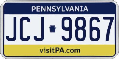 PA license plate JCJ9867