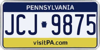 PA license plate JCJ9875