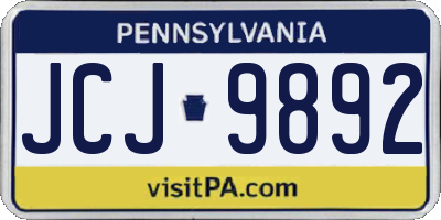 PA license plate JCJ9892
