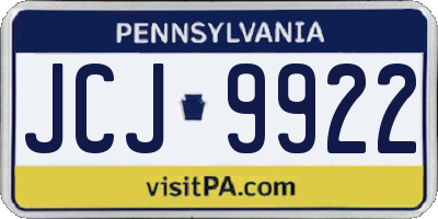 PA license plate JCJ9922