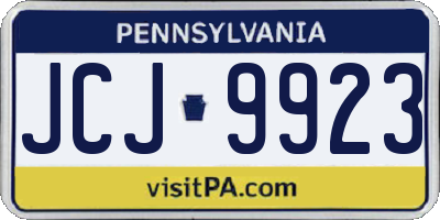 PA license plate JCJ9923