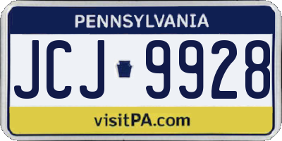 PA license plate JCJ9928