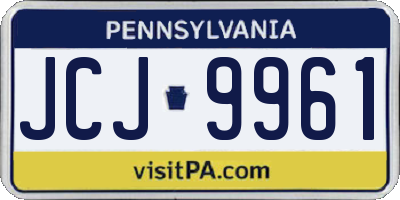 PA license plate JCJ9961