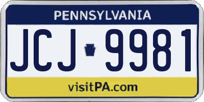 PA license plate JCJ9981