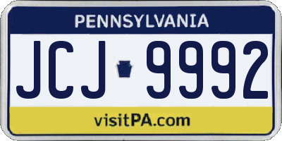 PA license plate JCJ9992