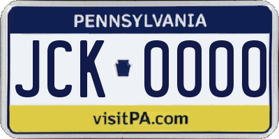 PA license plate JCK0000