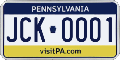 PA license plate JCK0001