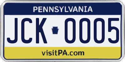 PA license plate JCK0005