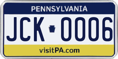 PA license plate JCK0006