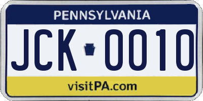 PA license plate JCK0010