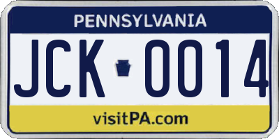 PA license plate JCK0014