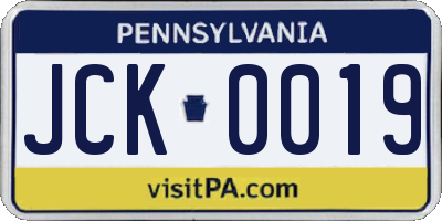 PA license plate JCK0019