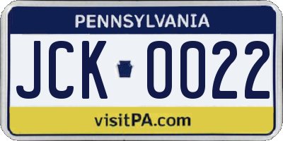PA license plate JCK0022