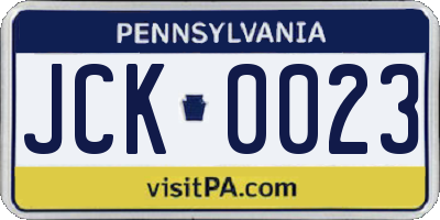 PA license plate JCK0023