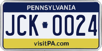 PA license plate JCK0024