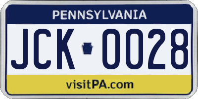 PA license plate JCK0028