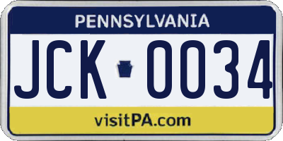PA license plate JCK0034