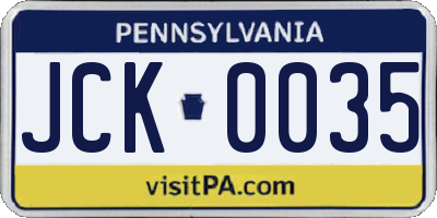 PA license plate JCK0035