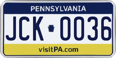 PA license plate JCK0036