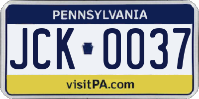 PA license plate JCK0037