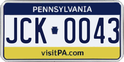 PA license plate JCK0043