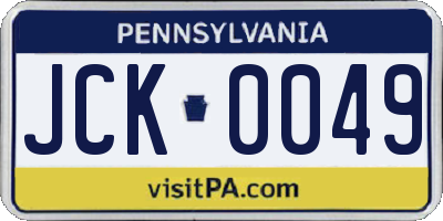 PA license plate JCK0049