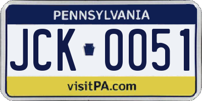PA license plate JCK0051
