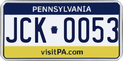 PA license plate JCK0053