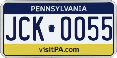 PA license plate JCK0055