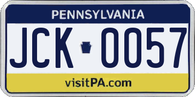 PA license plate JCK0057