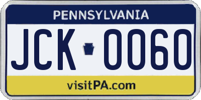 PA license plate JCK0060