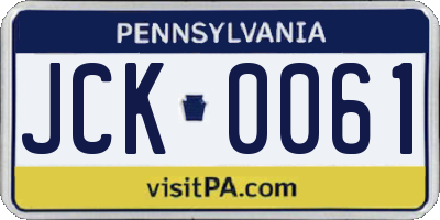 PA license plate JCK0061