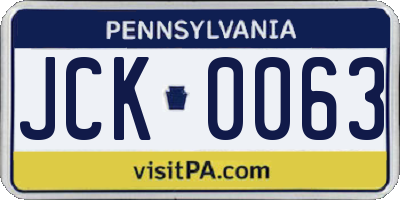PA license plate JCK0063