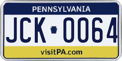 PA license plate JCK0064