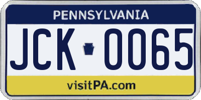 PA license plate JCK0065