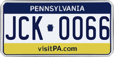 PA license plate JCK0066