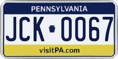 PA license plate JCK0067