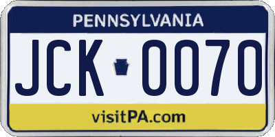 PA license plate JCK0070