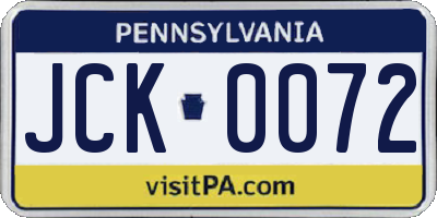 PA license plate JCK0072