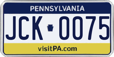 PA license plate JCK0075