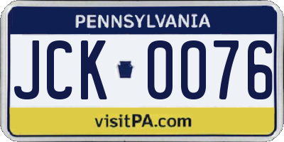PA license plate JCK0076