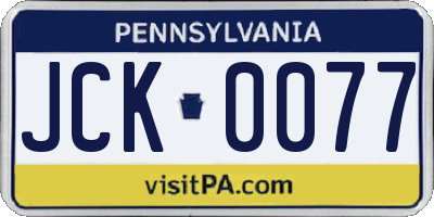 PA license plate JCK0077