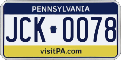 PA license plate JCK0078