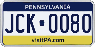 PA license plate JCK0080