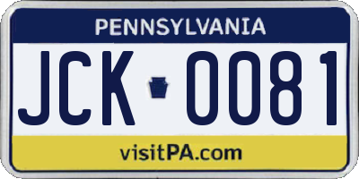 PA license plate JCK0081