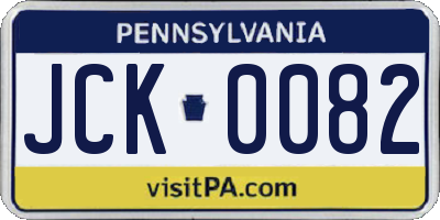 PA license plate JCK0082